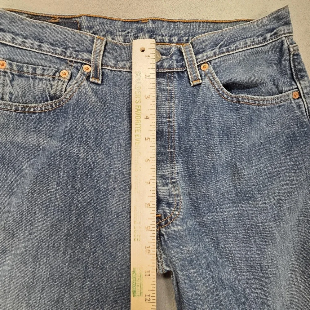 VTG Levis‎ 501 Jeans Mens Straight USA 90s Faint Stains Altered Hem Fits 30x28
